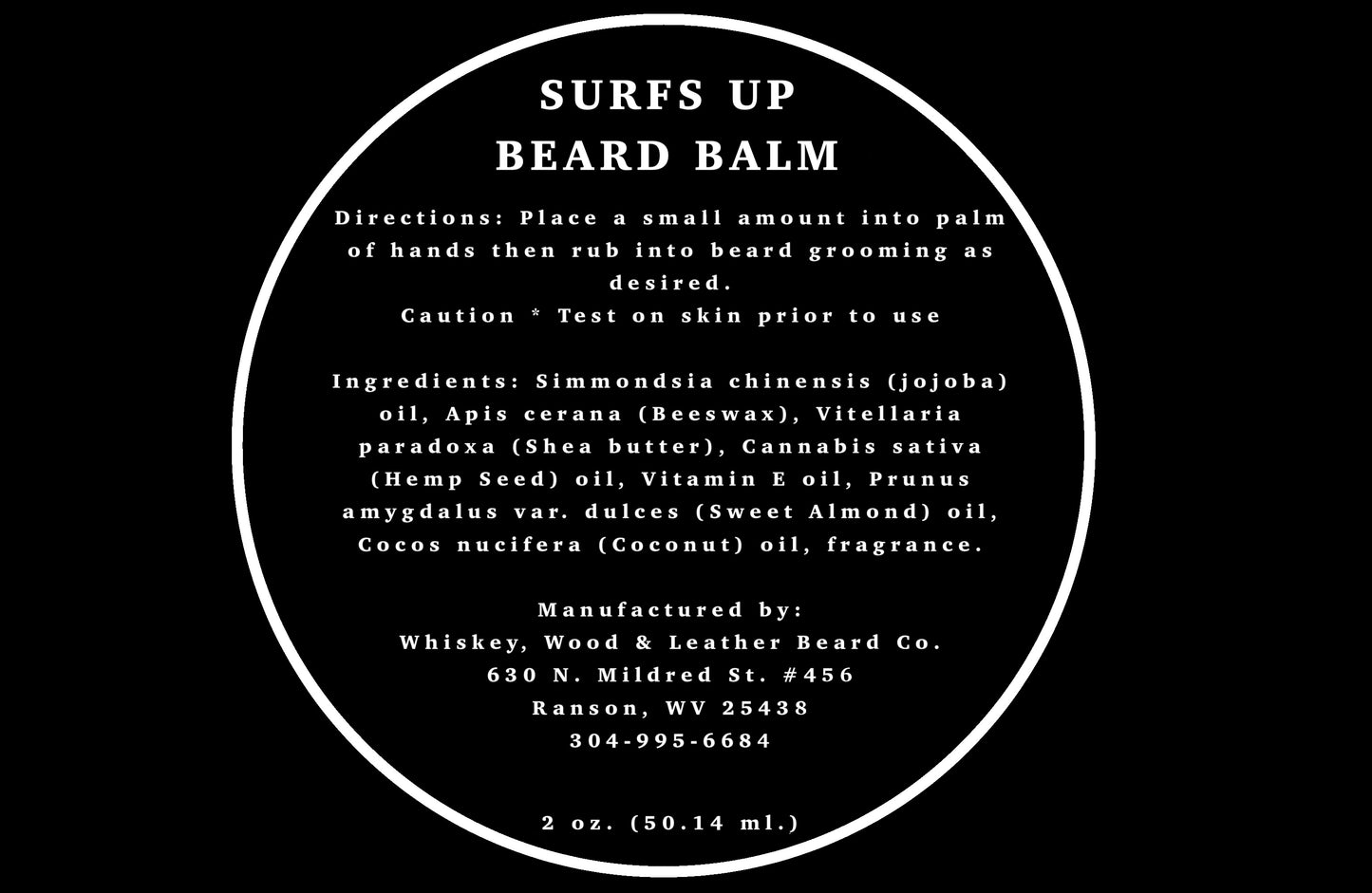 Surf’s Up Beard Balm - Whiskey, Wood & Leather Beard Company, LLC