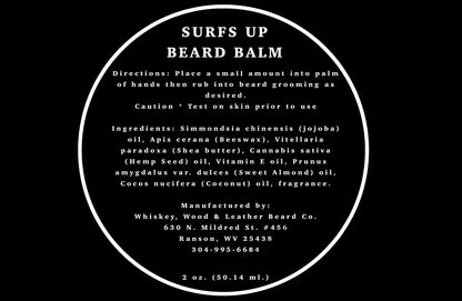 Surf’s Up Beard Balm - Whiskey, Wood & Leather Beard Company, LLC