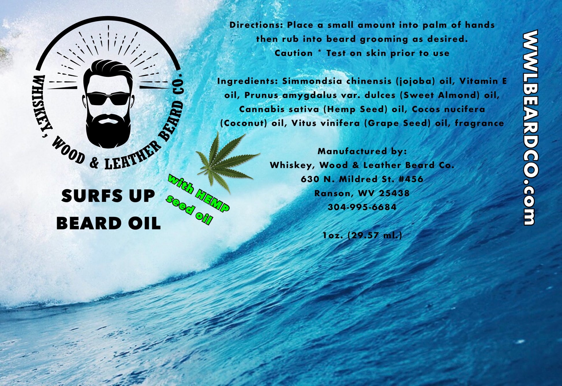 Surfs Up Beard Oil - Whiskey, Wood & Leather Beard Company, LLC